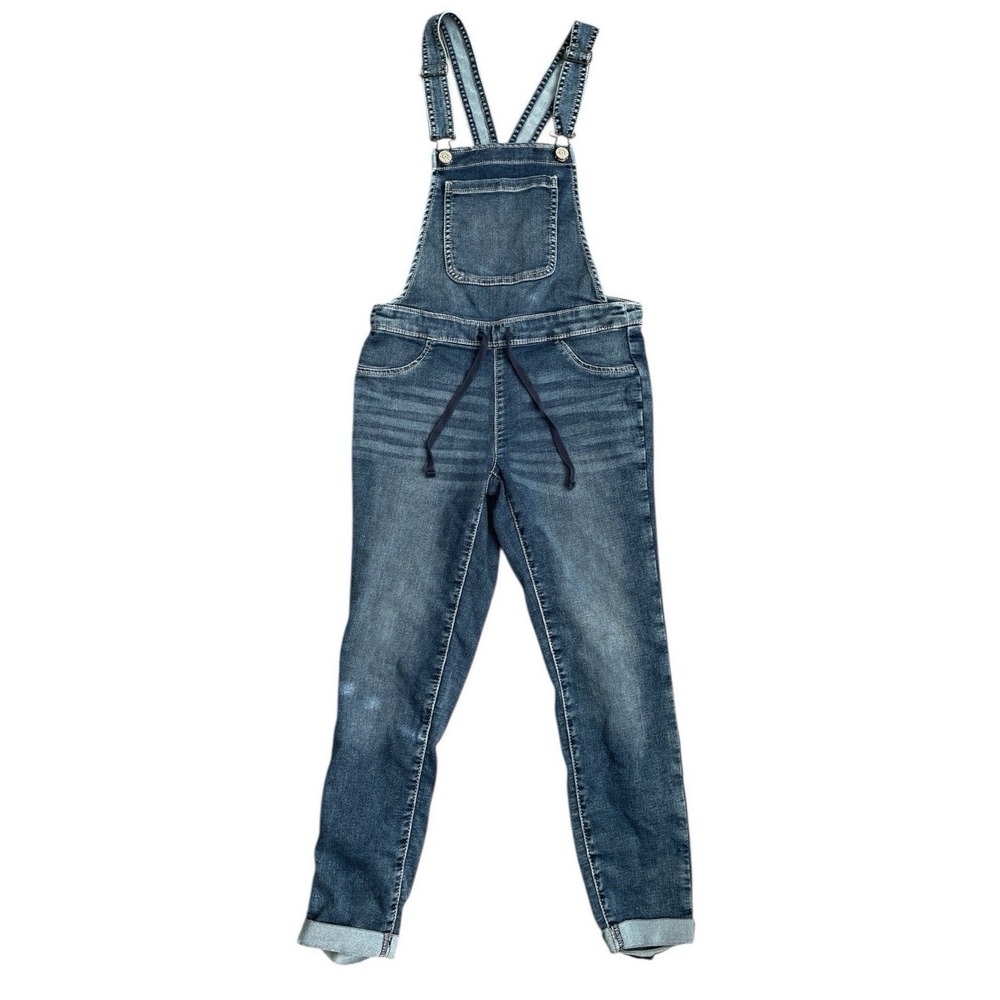 Justice‎ Denim Overalls Girls Size 14 Blue Medium Wash Slim Leg Drawstring Bib